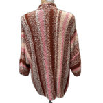 J. Jill Open Front Short Sleeve‎ Cardigan Multicolor Stripe Knit Boho Size Small Pink Photo 2