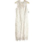 Shoshanna  Ivory Gold Sleeveless Floral Lace Midi Cocktail Dress Size 10 Photo 1