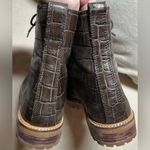 Madewell Size 6 The Clair Lace-Up Boot in Croc Embossed Leather Combat Boot Photo 4