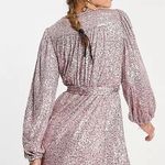 River Island NWT  sequin embellished belted mini dress in pink Photo 3