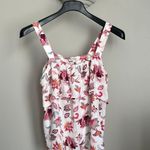Loft white floral paisley ruffle sleeveless blouse Photo 0