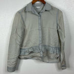 Club Monaco  Ruffle Bottom Long Sleeve Chambray Top Size Xsmall Photo 0