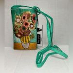 Bamboo Trading Company Club Bag Van Gogh Sunflower Bouquet Beaded Embroidered Green Photo 0