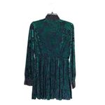 INA  Womens Velvet Bow Tie Long Sleeve Mini Dress Black Green‎ Size Medium NWOT Photo 4