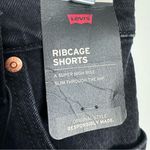 Levi's NWT  Ribcage Super High Rise Denim Shorts‎ Frayed Hem Button Fly Black 24 Photo 7