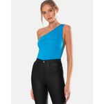 NWT OW Collection Ezra Asymmetrical Bodysuit Back Cut Out Blue Sz XS $110 Blue Photo 2