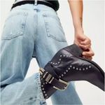 Free People Free People Billy Western Boots Size 8.5 Buckle Studs Pointed Toe Black Photo 1