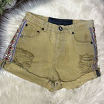 One Teaspoon  olive green distressed Aztec striped side denim shorts sz 8/26 Photo 0