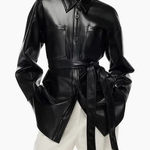 Babaton Aritzia  Jacket Women’s large L black vegan leather Ava moto belted‎ Photo 0