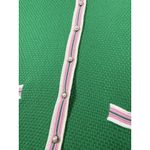 Talbots Cardigan Sweater Womens 1X Green Pink Stripe Trim Pearl Button Pockets Photo 4