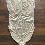 Satin and Lace Cap Sleeve Bodysuit Champagne Large Photo 0