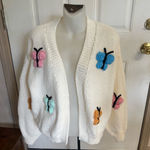 Small Luna Ivy Cream Multicolor 3D Butterfly Open Cardigan Sweater White Photo 0