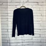 Calvin Klein  Navy V-Neck Longsleeve Stretch Top Relaxed Y2K Preppy M Blouse Photo 10