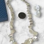 Avon Vintage 1960’s Mother Of Pearl Creamy Heart 18” Necklace & 1” Earrings Photo 0