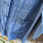 Flax  100% Linen Denim Navy Blue Blazer Jacket Duster Oversized Small Pockets EUC Photo 2