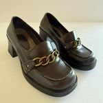 SO VTG Y2K  Camryn Brown Faux Leather Chain Chunky Heel Shoes Sz 6 (Cracking) Photo 0