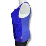 Heather Womens Blouse Shirt Top Silk Satin Ribbed Sleeveless Pullover Blue XL Photo 3