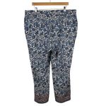 Talbots  Woman Floral Print Pants Sz 18W Wide Leg Elastic Waist Pull On Coastal‎ Photo 5