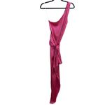 Amanda Uprichard Palmira 100% Silk One Shoulder Wrap Maxi Dress In Pink Ribbon Photo 2