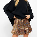 Free People  In A Bubble Metallic Mini Skirt Photo 0