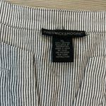 Preswick & Moore Size XL Boho Style Shirt with Scalloped Bottom, pit to pit is 23. Length is 25, black embroidery, shirt is white and gray Photo 2