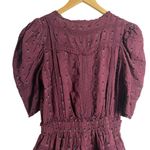 Love Shack Fancy  Marissa Plum Floral Embroidered Puff Sleeve V-Neck Mini Dress S Photo 7