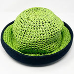 French Connection  Lime Green Crochet Black Wool Hat Made in England Women Photo 0