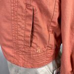 Hurley Womens Jean Jacket Asymmetrical Zip Short Crop Denim Pink Coral XS Photo 8