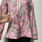 Lilly Pulitzer Pink Half Zip Flamingo Track Jacket Sweater Size XXS Novelty Photo 5