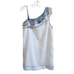 Holding Horses Anthropologie Dress Ruffle Acid Wash Chambray One Shoulder S Photo 2