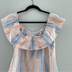 Reformation  Landy Marbella Off Shoulder Linen Stripe Dress 12 Photo 7
