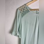 Blu Pepper  Womens Mint Green Lace Boho Blouse Ruffle Sleeve Romantic Top M Photo 1