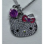Hello Kitty Sanrio  Necklace/Pendant with Pink Gem‎ 9 1/2" Long Photo 2