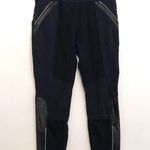 Athleta  Luxe Ponte Legging Black Vegan Leather Colorblock Zipper Moto Leggings L Photo 2