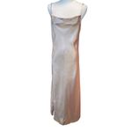 Slip Dress Long High Slit Drapery Neck Beige Ankle SZ SM Y2K Romantic Boho Chic Photo 1