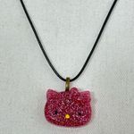 Hello Kitty 🎀 Pink Glitter resin  Pendant Necklace Photo 3