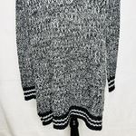 True Craft  Sz XS Hooded Open Varsity Cardigan Chunky Knit Sweater Black/White Photo 8