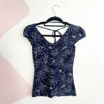 Vintage Y2K Floral Top Y2K 2000s Glam Coquette Indie Sleaze Blue Small Photo 1