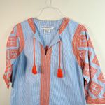 Gretchen Scott Designs Blue Striped Odessa Embroidered Tunic Dress With … Size L Photo 3