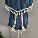 Jack by BB Dakota Blue Off The Shoulder Faith Fringe Trim Romper M Photo 3