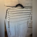 IRO  Women’s Mina Linen Striped Distressed Tee Shirt Black White Photo 5