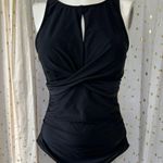 NWT Tempt Me High Neck Keyhole Twist Front Tummy Control Shaping Swimsuit M Black Size M Photo 2