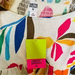 NEW Tabitha Brown Botanical‎ Floral Leaf Multicolor Dress Poof Sleeve Swing M White Size M Photo 3