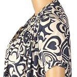 Love moschino  100% Silk dark navy and cream hearts design blouse Size 2 EUC Photo 7