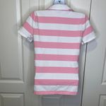 Ralph Lauren Lauren Pink and White Horizontal Striped Polo Shirt Medium Photo 5