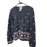 Northern Reflections Vintage  Black Embroidered Floral Cardigan Sweater XL Photo 1