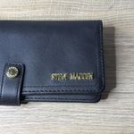 Steve Madden Wallet Black Soft Leather Gold Accents Card Holder Snap Closure Photo 1