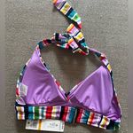 Anne cole Painted Stripe Banded Halter Multicolor Bikini Top Size S Photo 4
