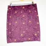 Loft  Maroon Floral Pencil Skirt Size 10 Photo 0