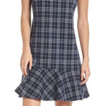 1901  navy & white ruffle hem plaid‎ dress 8 Photo 0